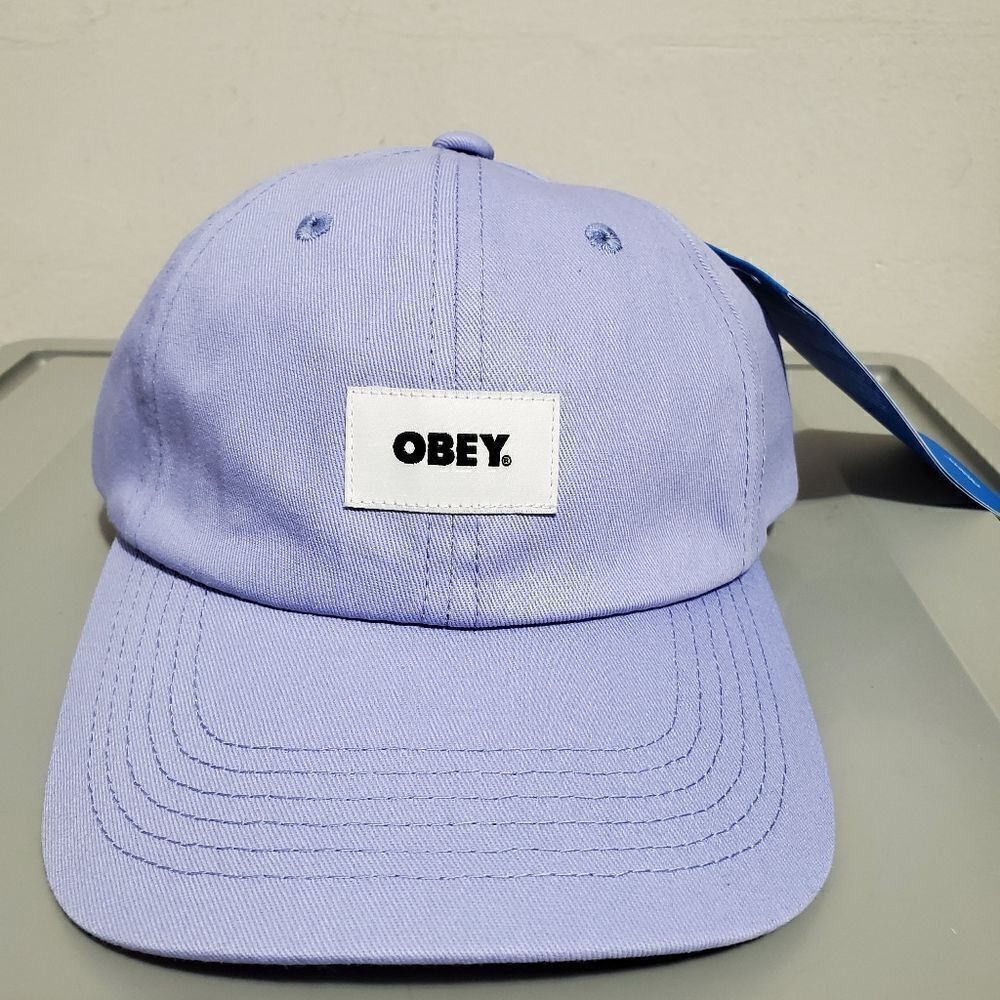 Obey Bold Label Organic Mens 6 Panel Strapback Digital Violet NWT - Picture 2 of 9